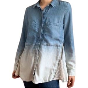Anthropologie Holding Horses Ombré Chambray zip sides button up shirt 4